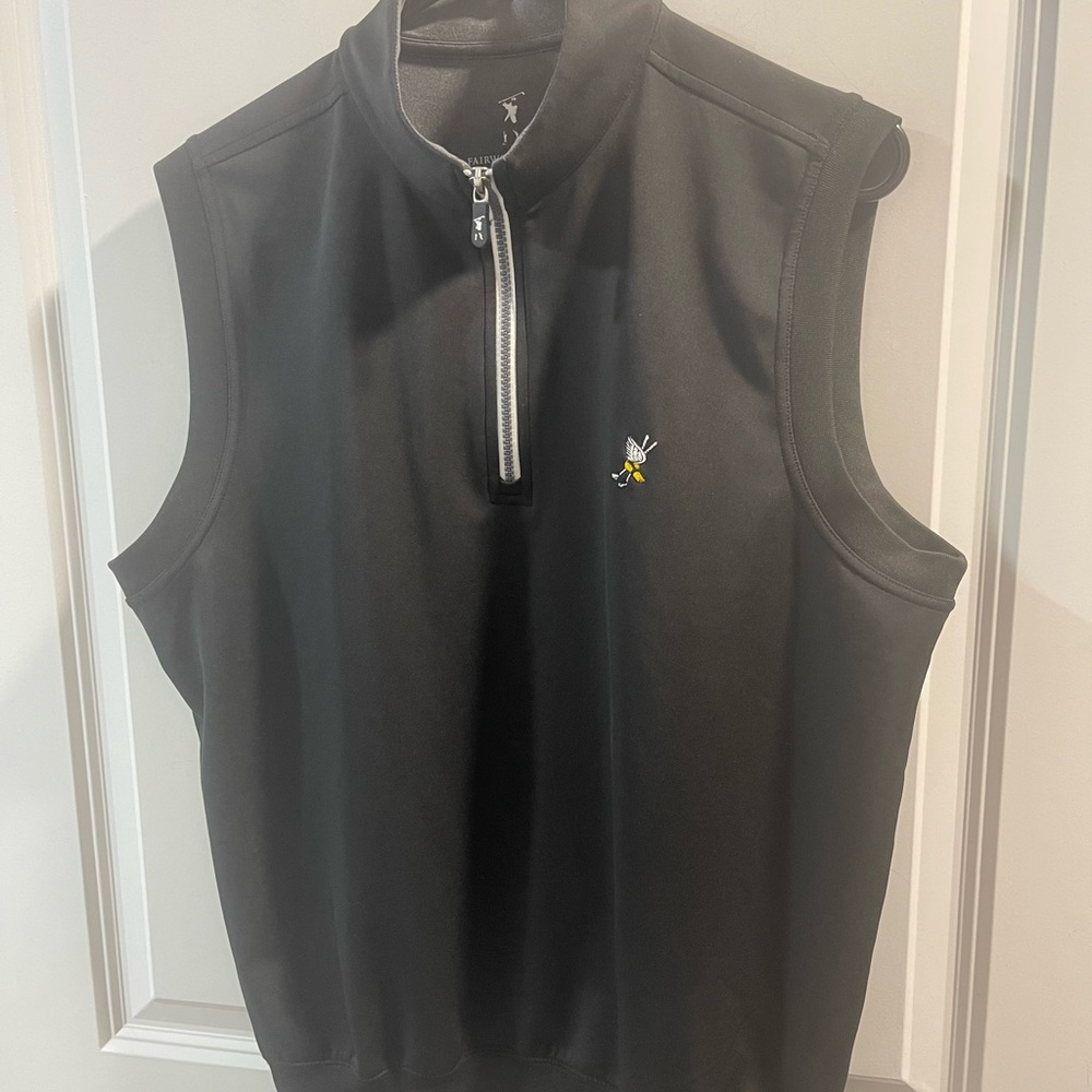 Fairway And Greene Black Sleeveless Half-Zip Top with Embroidered Logo